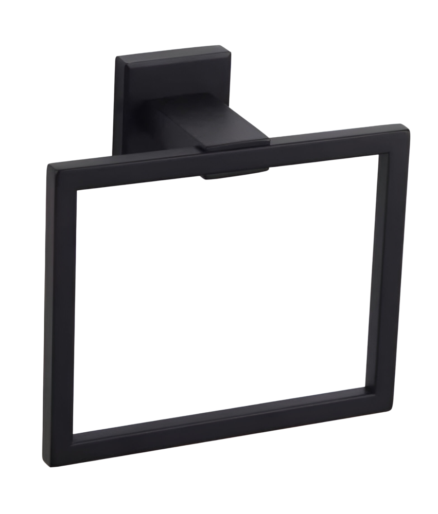 Wieszak na Ręczniki Łazienkowy Kwadrat Stal Matowy Czarny 16 x 13 cm