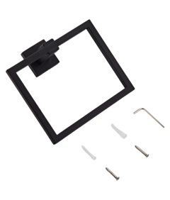 Wieszak na Ręczniki Łazienkowy Kwadrat Stal Matowy Czarny 16 x 13 cm