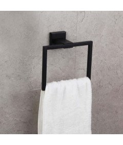 Wieszak na Ręczniki Łazienkowy Kwadrat Stal Matowy Czarny 16 x 13 cm