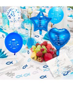 Zestaw Dekoracji Komunijnych 60 Drewnianych Rybek 14 Balonów 40 Serwetek