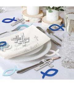 Zestaw Dekoracji Komunijnych 60 Drewnianych Rybek 14 Balonów 40 Serwetek