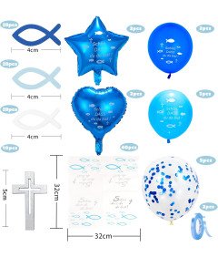 Zestaw Dekoracji Komunijnych 60 Drewnianych Rybek 14 Balonów 40 Serwetek