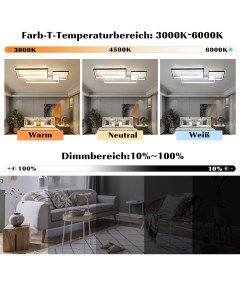 Nowoczesna Lampa Sufitowa LED Geometryczna 90x50 cm Ściemniana z Pilotem