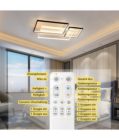 Nowoczesna Lampa Sufitowa LED Geometryczna 90x50 cm Ściemniana z Pilotem