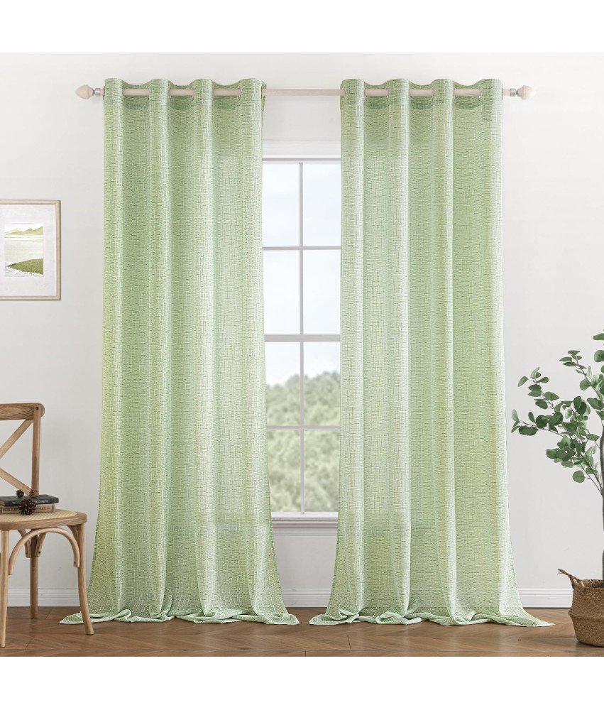 MIULEE Zasłony Lniane z Oczkami Zestaw 2 Sztuki 140x260 cm Zielone