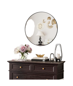 Koonmi Okrągłe Lustro Ścienne 60 cm z Aluminiową Ramą Czarne