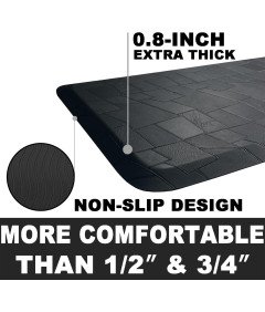 Mata Podłogowa Kuchenna Ergonomiczna Odciążająca Nogi Czarna 44x100 cm