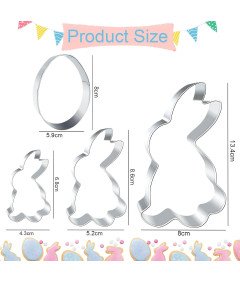 Foremki Wielkanocne do Ciastek Zajączek Jajko Stal Nierdzewna 4 Sztuki