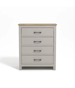 Galano Komoda 4 Szuflady Nowoczesna Szara Blat Kolor Drewna 79x95x39 cm