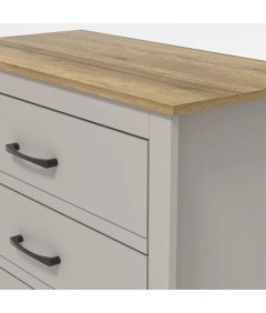 Galano Komoda 4 Szuflady Nowoczesna Szara Blat Kolor Drewna 79x95x39 cm