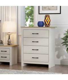 Galano Komoda 4 Szuflady Nowoczesna Szara Blat Kolor Drewna 79x95x39 cm