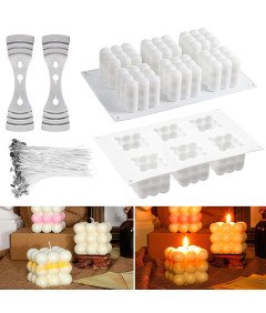 Zestaw do Wyrobu Świec Silikonowa Forma do Odlewu Świec 100 Knotów do Świec
