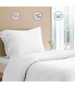 Pościel Muślinowa Bawełniana 135 x 200 cm Poduszka 80 x 80 cm Biała