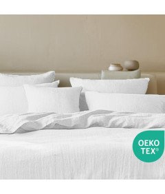 Pościel Muślinowa Bawełniana 135 x 200 cm Poduszka 80 x 80 cm Biała