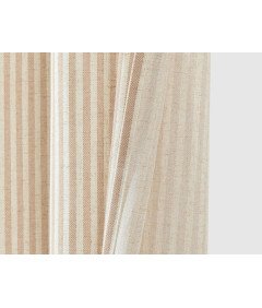 TOPICK Zasłona do Salonu z Oczkami 130x245 cm Beżowa w Paski 1 Sztuka