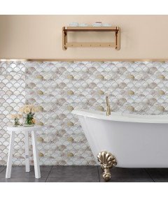 Płytki Panele Ścienne Samoprzylepne 30,5x30,5cm 18 Szt Perłowe Łuski 0,93m²