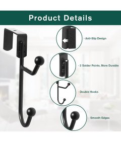 Wieszak na Drzwi Wieszaki na Ubrania Zestaw 4 Sztuki Podwójne Haczyki