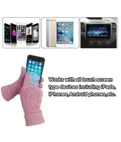 Zestaw 3w1 Szalik Czapka Rękawiczki do Ekranów Dotykowych Dzianinowy Różowe