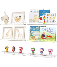Półka Ścienna Regał na Ksiażki dla Dzieci Akryl 6 szt 38,1x8,6x4,5 cm