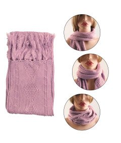 Zestaw 3w1 Szalik Czapka Rękawiczki do Ekranów Dotykowych Dzianinowy Różowe