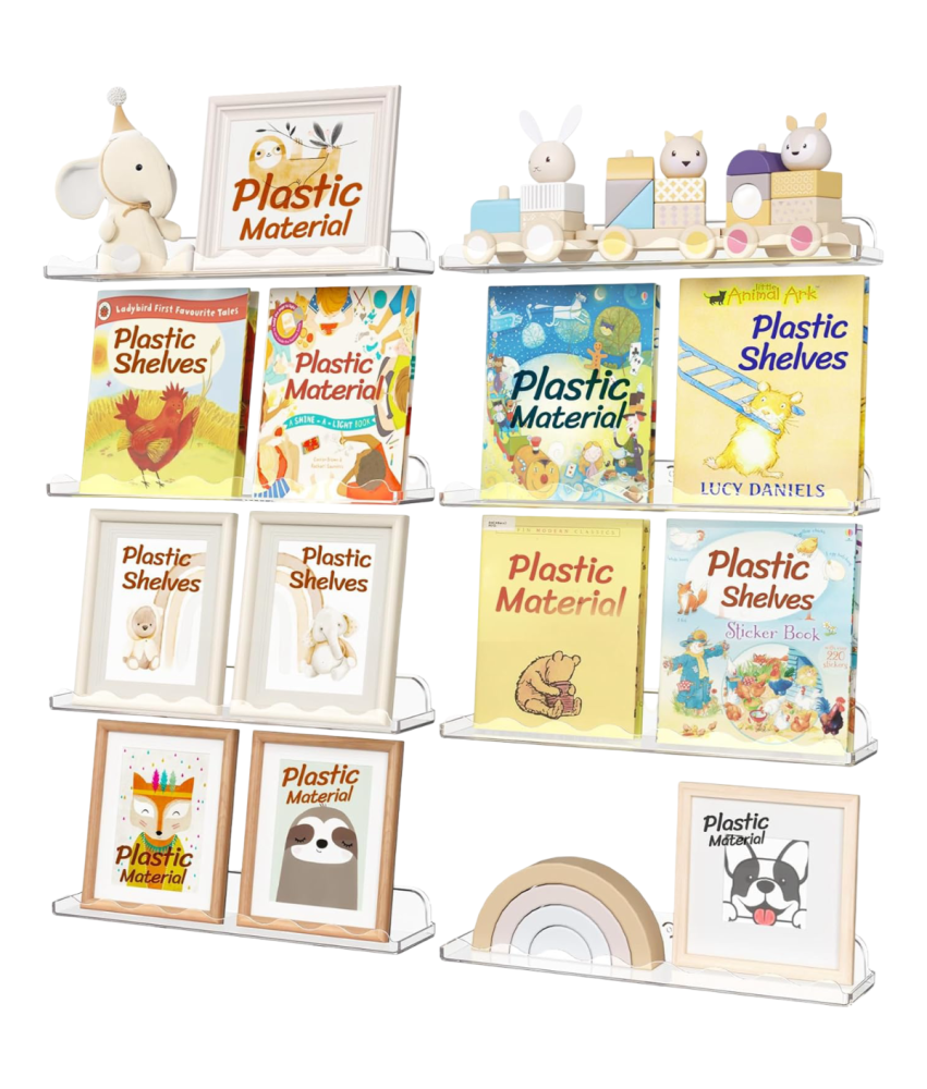 Półka Ścienna Regał na Ksiażki dla Dzieci Akryl 8 szt 38,1x8,6x4,5 cm
