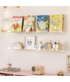 Półka Ścienna Regał na Ksiażki dla Dzieci Akryl 8 szt 38,1x8,6x4,5 cm