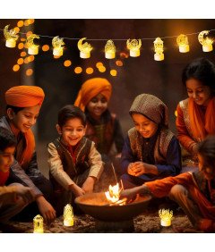 Świece LED na Ramadan Dekoracyjne Zestaw 4 Sztuki Księżyc Gwiazdy Złote