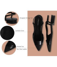 C.Paravano Buty Damskie Czółenka z Odkrytą Piętą Rozmiar 39 Czarne