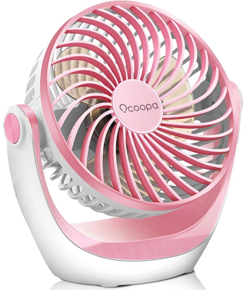 OCOOPA Wentylator USB Biurkowy 360° Cichy 3 Prędkości Kabel USB Różowy