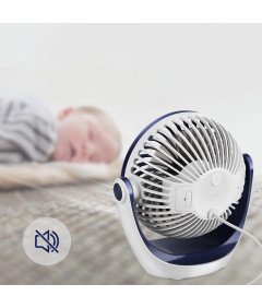 OCOOPA Wentylator USB Biurkowy 360° Cichy 3 Prędkości Kabel USB Niebieski