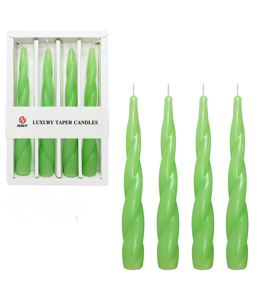 Świece Stożkowe Spiralne Bezzapachowe Dekoracyjne Zielone 19 cm 4 szt