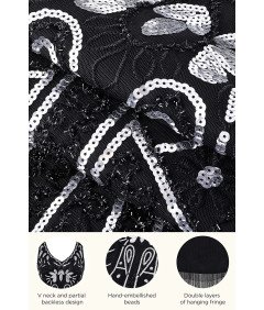 Sukienka Retro z Cekinami w Stylu Lat 20 Halloween Wielki Gatsby Czarna XS