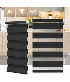 OBdeco Podwójna Roleta Bez Wiercenia 120x150 cm Czarna