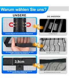 Drzwi Balkonowe z Moskitierą Magnetyczną Ochrona przed Owadami 95x210 cm