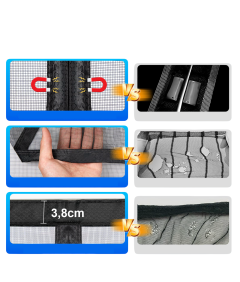 Moskitiera Magnetyczna na Drzwi Balkonowe Tarasowe Czarna 100 x 210 cm