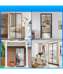 Moskitiera Magnetyczna na Drzwi Balkonowe Tarasowe Czarna 100 x 210 cm