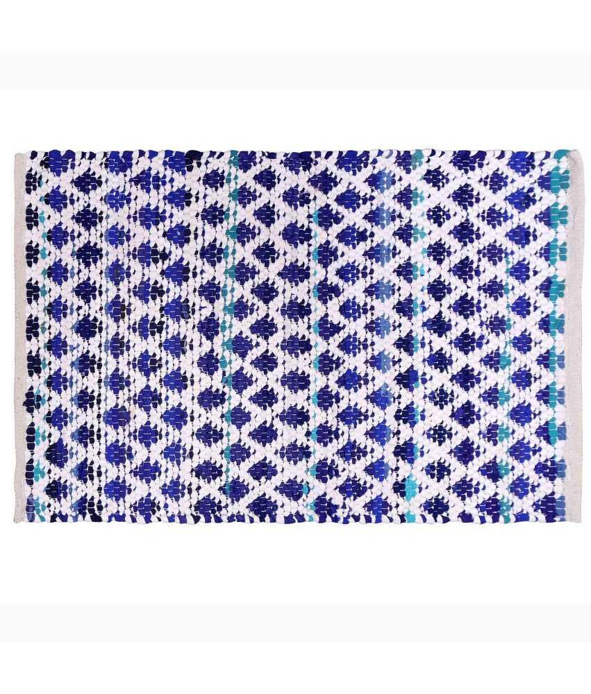 Dywan Prostokątny z Naturalnej Juty Ręcznie Tkany 240x74 cm Biało Niebieski