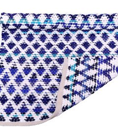 Dywan Prostokątny z Naturalnej Juty Ręcznie Tkany 240x74 cm Biało Niebieski