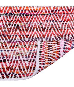 Dywan Prostokątny z Naturalnej Juty Ręcznie Tkany 60x90 cm Biało Czerwony