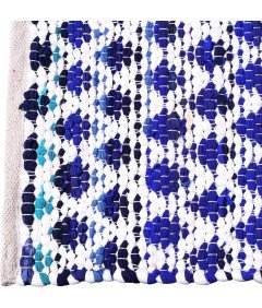 Dywan Prostokątny z Naturalnej Juty Ręcznie Tkany 240x74 cm Biało Niebieski