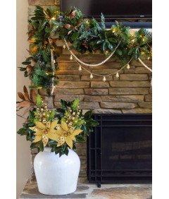 Oirse Zestaw Ozdobnych Kwiatów Złote Dekoracja Świąteczna 2 Sztuki 28x50 cm