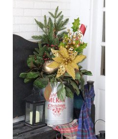 Oirse Zestaw Ozdobnych Kwiatów Złote Dekoracja Świąteczna 2 Sztuki 28x50 cm