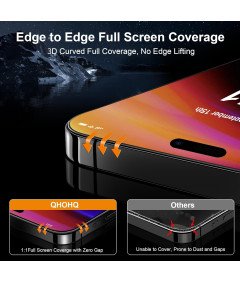 QHOHQ Szkło Hartowane do Apple iPhone 16 Ochrona Ekranu 9H+ Zestaw 3 Sztuki