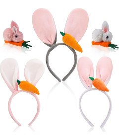 Opaski na Głowę Uszy Króliczka Zestaw 3 Sztuki z Królikiem Wielkanocnym