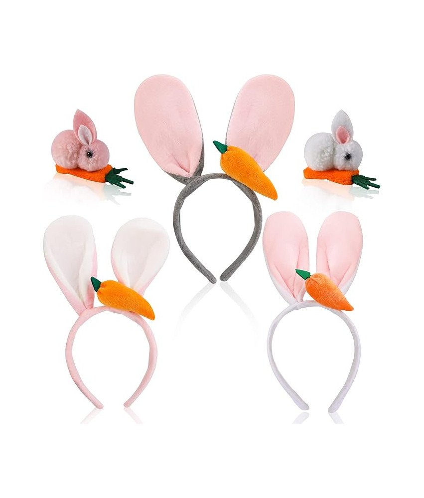 Opaski na Głowę Uszy Króliczka Zestaw 3 Sztuki z Królikiem Wielkanocnym