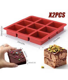 Forma Silikonowa do Czekolady Brownie Pralinek Ciastek 9 Kostek 2 Sztuki