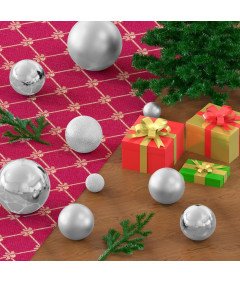 Zestaw 100 Bombek na Choinkę Dekoracyjne Choinkowe Świąteczne Srebrne