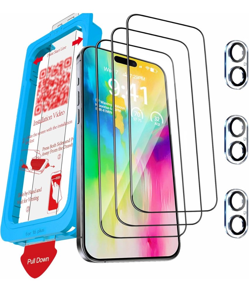 3-PAK Folia Ochronna Szkło Hartowane 9H+ do iPhone 16 Plus
