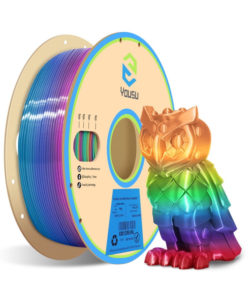 YOUSU Filament do Drukarki 3D Gradient Tęcza Wielokolorowy 1,75 mm 1kg