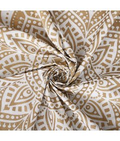 Gobelin na Ścianę Koc Narzuta 208 x 232 cm Boho Biało-złota Mandala